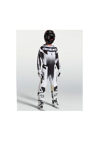Alpinestars Techstar Swan Off-road Motosiklet Jerseyi Siyah Beyaz Siyah - Beyaz