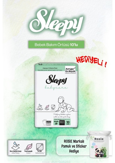 Sleepy Babycare Bebek Bakım Örtüsü 10'lu Ve Rosie Pamuk Hediye Diğer