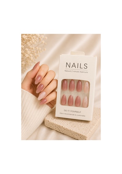 Zelüx - Bronz Vişne Tonlarda - 24 Adet Yapıştırma Tırnak Sanatı Seti Nail Art