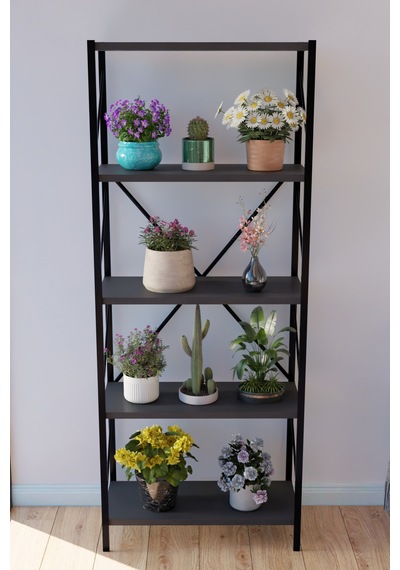 Titan Saksılık Saksı Çiçek Standı Rafı Dekoratif Çok Amaçlı Saksılık 150x60cm Antrasit Gri