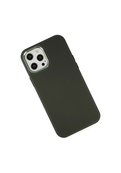 Newface Apple İphone 12 Pro Max Kılıf Asya Deri Silikon - Koyu Yeşil