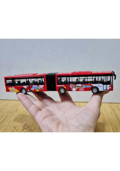 Oyuncak Otobüs Körüklü 22cm Şehir Yolcu Otobüsü Kırılmaz Metrobüs Kırmızı Kırmızı