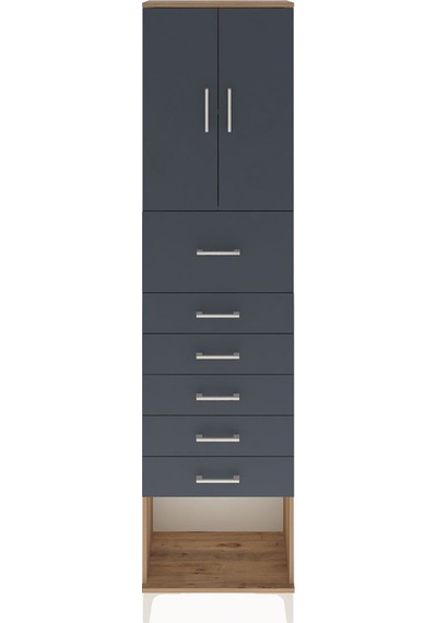 Arges Dolap 2 Raflı 6 Çekmeceli 2 Kapaklı 60x30x243 Çam-antrasit Çam