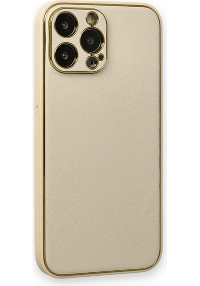Cosmotex Newface Apple iPhone Uyumlu  13 Pro Kılıf Coco Deri Silikon Kapak - Gold