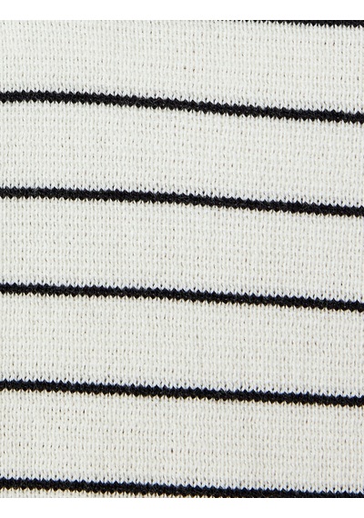Koton Düğmeli Çizgili Oversize Polo Yaka İnce Triko Kazak Lacivert Çizgili 5sak90007ht 7s2 Çok Renkli