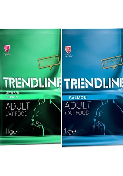 Trendline Tavuklu Kısır Kedi Maması 2 x 1 KG + Trendline Somonlu Kedi Maması 2 x 1 KG
