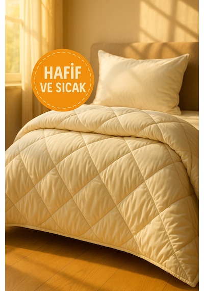 HİG HOME Tek Kişilik Ekonomik Yumuşak Sıcak Tutan Kışlık Yorgan Beyaz 