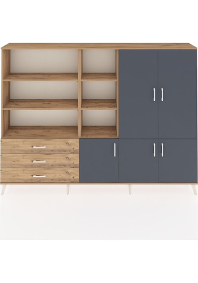 Arges Dolap 11 Raflı 3 Çekmeceli 5 Kapaklı 220x30x163 Çam-antrasi Çam-antrasit/çam Arges Dolap 11 Raflı 3 Çekmeceli 5 Kapaklı 220x30x163 Çam-antrasi Çam-antrasit/çam