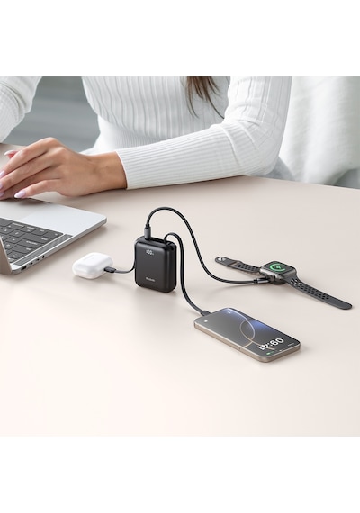 Mcdodo Mc-8620 10000mah 22.5w Pd Hızlı Şarj Dahili Kablolu Powerbank Siyah