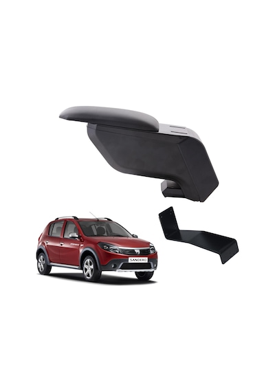 Dacia Sandero Stepway 2010 Delmesiz Çelik Ayaklı Siyah Kolçak Kol Dayama