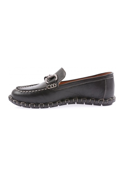 Dgn 600-23y Kadin Dikiş Detayli Metal Tokali Loafer Ayakkabi 600-2109-R1534 Siyah