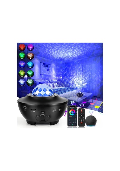 Galaksi Projeksiyonu, 10 Farklı Işık Yansıtma Modu, Bluetooth Hoparlörlü, Zamanlayıcılı Kapanma, Uzaktan Kumandalı, Ayarlanabilir Parlaklık, Çocuklar İçin Yıldızlı Gökyüzü Projektör Gece Lambası