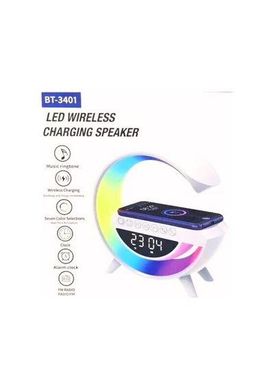 Bt-3401 Bluetooth G Hoparlör Masa Saati Alarm Wireless Şarj Müzik Çalar Kablosuz Taşınabilir Speaker