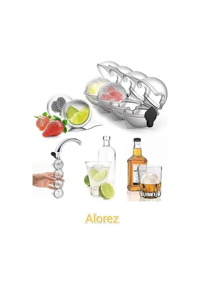 4'lü Küre Buz Kalıbı Buz Topu- Yuvarlak Küre Içecek Buz Topu Dondurucu Buzluk Saklama Kabı Plastik Diğer