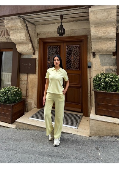 WeShaya Sarı Polyester Elastan Polo Yaka Takım Sarı