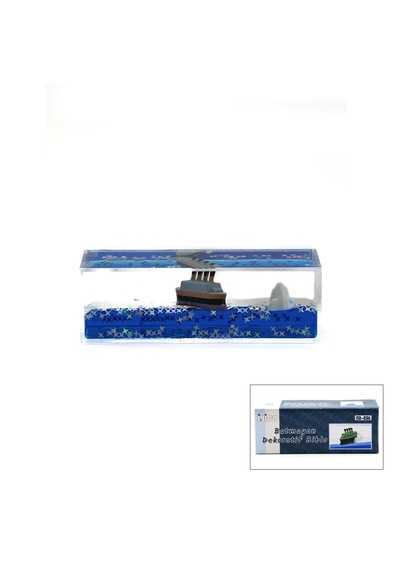 Mavi Su Gemi - Ada D.gen Mika Yüzen Batmayan Dekoratif Biblo Akvaryum 4.5x13x4.2cm 5492