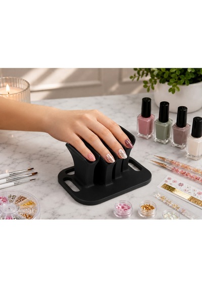 Veriqo 3d Manikür Oje Sürme Standı 4 Parmak Destekli Nail Art Tırnak Bakım Aparatı Siyah