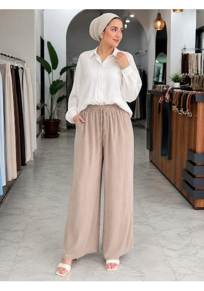 Esra Butik78 Kadın Müslin Kumaş Bol Paça Pantolon Beli Lastikli Cepli Yazlık Rahat Günlük Pantolon 36-44 Beden Pembe Esra Butik78 Kadın Müslin Kumaş Bol Paça Pantolon Beli Lastikli Cepli Yazlık Rahat Günlük Pantolon 36-44 Beden Pembe