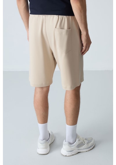 Air Jones Tommy Life Bej Pamuklu Kalın Yumuşak Dokulu Standart Fit Basic Erkek Şort - 81275 Bej