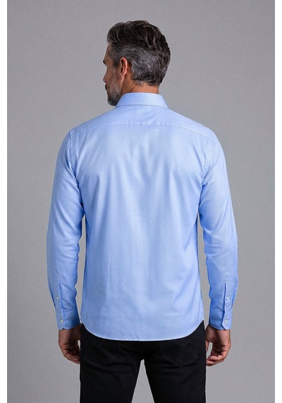 Bisse Açık Mavi Regular Fit Cepsiz Uzun Pi Omente Yaka Gömlek Gmkls261104 33