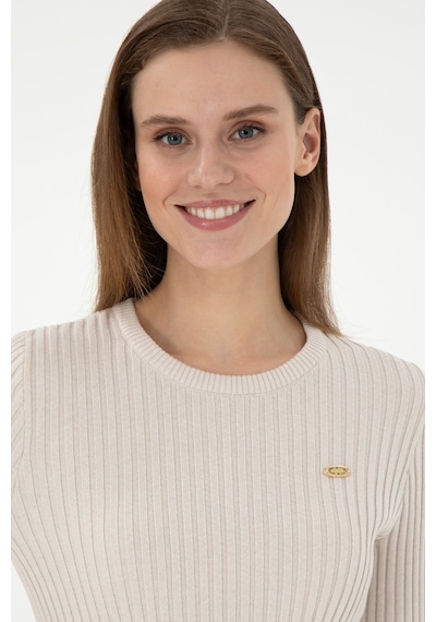 U.S. Polo Assn. Kadın Krem Bisiklet Yaka Kazak 50297099-VR071