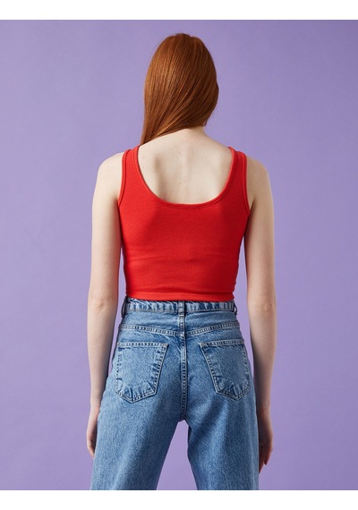 Koton Crop Atlet Büzgülü Kırmızı 1yal38068ık