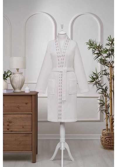 Özdilek Sculpted Kimono Bornoz L Beden Krem