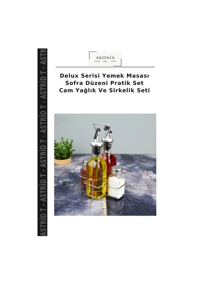 Delux Serisi Yemek Masası Sofra Düzeni Pratik Set Cam Yağlık Ve Sirkelik Seti Çok Renkli