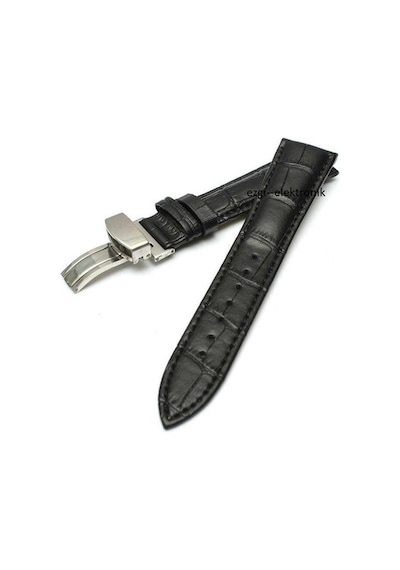 Bizon Deri Saat Kayışı 22Mm Spor Siyah Klipsli Saat Kordonu (305759555)