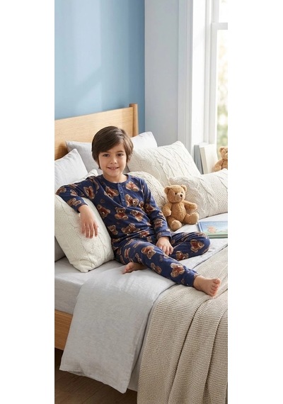 Biçomi Hassas Ciltlere Özel Nefes Alan Pamuk Penye Ayıcık Baskılı Çocuk Pijama Takımı 6-14 Yaş Lacivert Biçomi Hassas Ciltlere Özel Nefes Alan Pamuk Penye Ayıcık Baskılı Çocuk Pijama Takımı 6-14 Yaş Lacivert