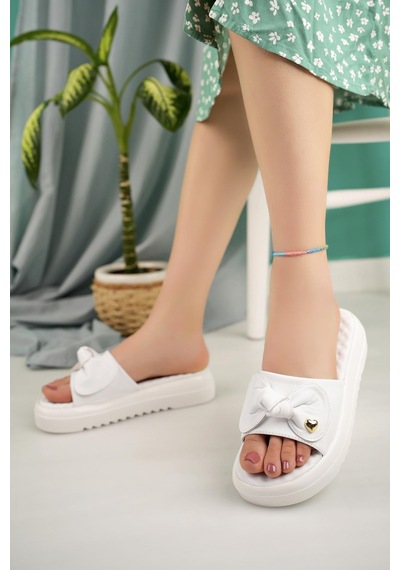 Nesil Shoes Dvm 650 Beyaz Masaj Tabanlı Kadın Terlik-Beyaz