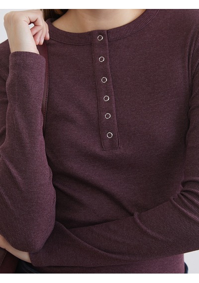 Lcwaıkıkı Classic Bordo Bisiklet Yaka Fitilli Kadın Body