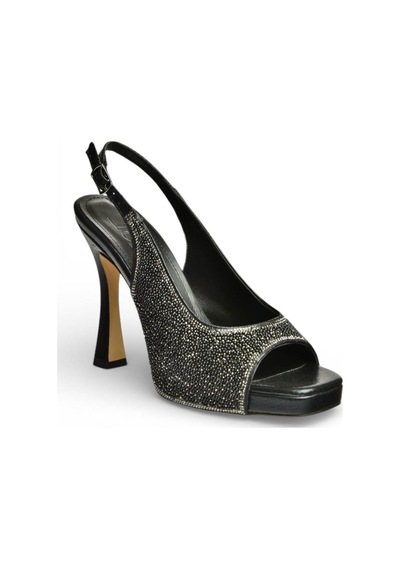 Fox Shoes Y569925214 Siyah Sim Minik Taş Detaylı Kalın Topuklu Abiye Ayakkabı Siyah