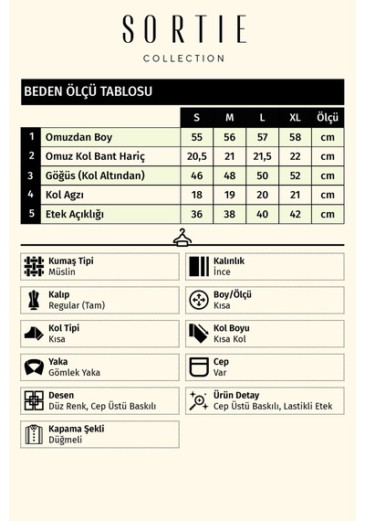 Sortie Collection Müslin Cep Baskılı Cepli Gömlek Ekru