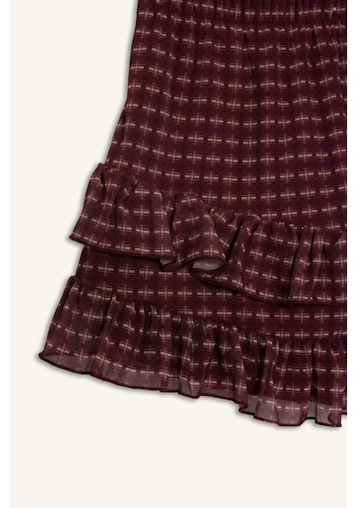 Defacto Coool Kareli Normal Bel Penye Astar Tül Mini Etek G3014ax25wnbr115 Bordo