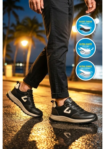 Walkway 2075 Ales M Siyah-krep Erkek Spor Ayakkabı