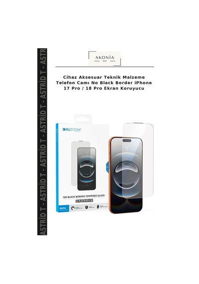 Cihaz Aksesuar Teknik Malzeme Telefon Camı No Black BorderApple iPhone Uyumlu 17 Pro / 18 Pro Ekran Koruyucu