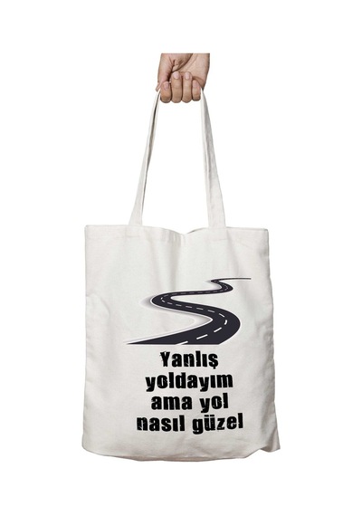Art Hediye Yanlış Yoldayım Ama Yol Nasıl Güzel İki Taraf Kalıcı Yıkanabilir Okul Plaj Omuz Bez Çanta Çok Renkli