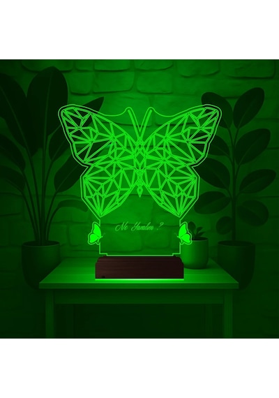 Luvivia Dekoratif Kelebek Tasarım Polygonal Kişiye Özel 3d Lamba - Masa Gece Lambası