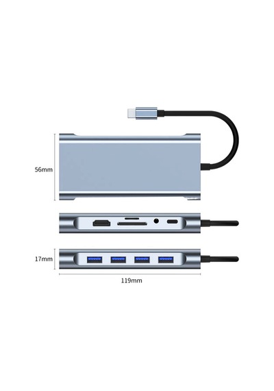 Lexroo 11 İn 1 Type-c To Usb Hub Hdmı,audio/, Type-c/, 4x Usb 3.0