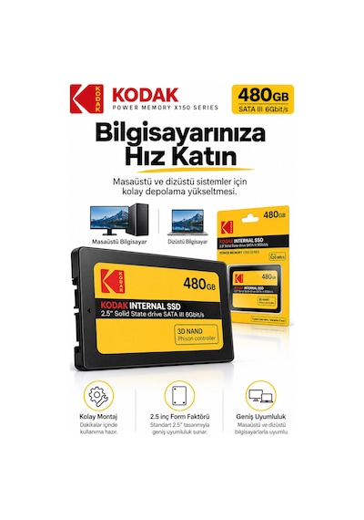 X150 480gb 2.5 İnç Sata Iıı Ssd 520 Mb/s Okuma 500 Mb/s Yazma Hızlı Ssd