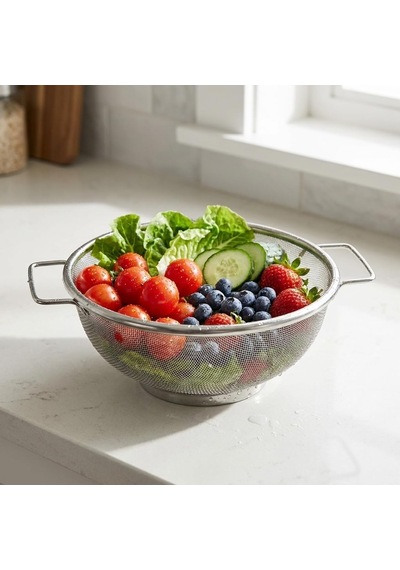 Ayrex Deconox Paslanmaz Çelik Çift Kulplu Sepet Süzgeç 22cm 10cm, Salata Süzgeci Meyve Süzgeci, Makarna Süzgeci, Diğer