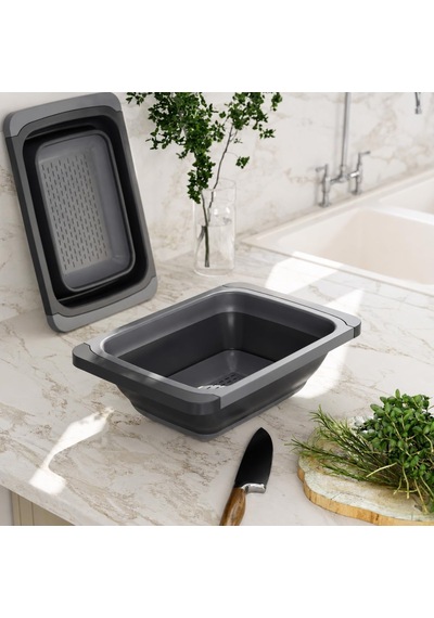 Kabakoz Ayarlanabilir Katlanır Lavabo Süzgeci, 6,3 Litre, Plastik Ve Silikon, Aç Kapa Mutfak İçin Tezgah Üstü Pra Diğer