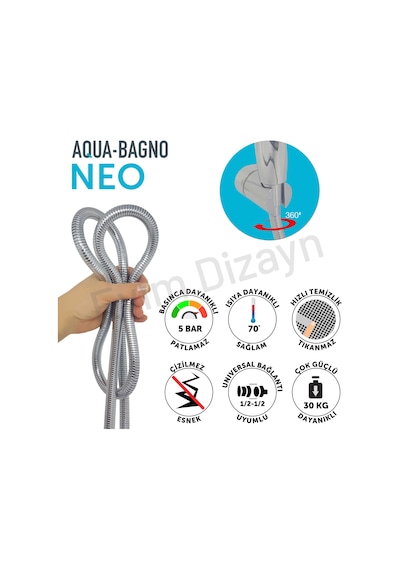 Aqua Bagno Neo El Duşu - Duş Spirali Hortumu Set 2 Parça