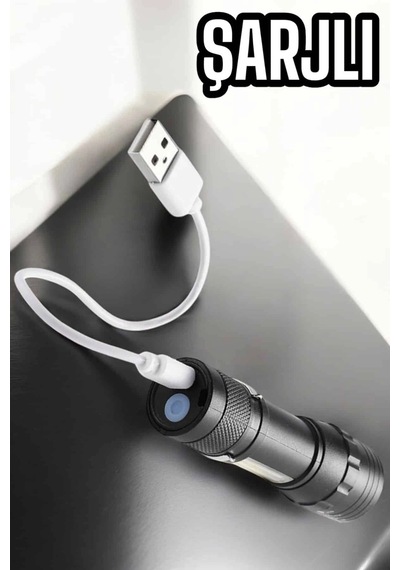 Şarjlı Metal Zoomlu El Feneri Işıldak Led Işık Taşınabilir El Lambası Çok Renkli 86503361
