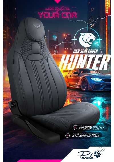 Füme - Füme Panda Hunter Lacoste Kumaş Ortopedik Destekli Oto Koltuk Kılıfı-tam Set