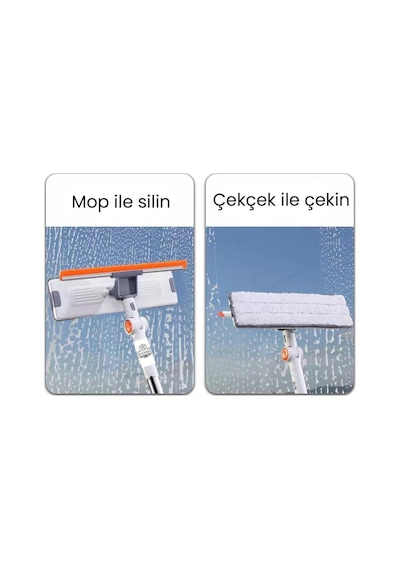 Teleskopik Çift Taraflı Pratik Yüksek Kaliteli Cam Silme Aparatı