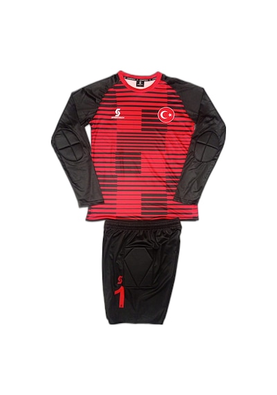 Sportech Sünger Destekli Kaleci Forma Takımı, Kırmızı-Siyah K0142 Kırmızı - Siyah