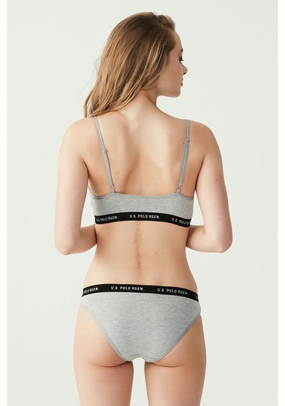 U.S. Polo Assn. Kadın Gri Melanj Büstiyer Slip Set 65004 Gri