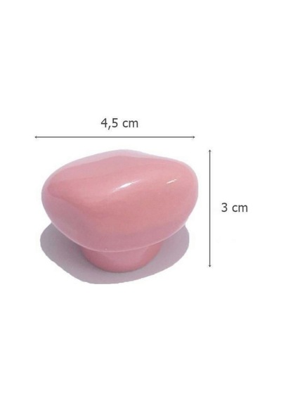 5 Adet Porselen Taş Düğme Pembe Seramik Mobilya Kulpu Çekmece Dolap Kolu 4.5 Cm Pembe